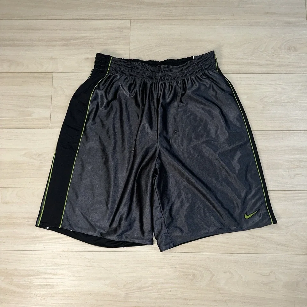 Vintage Nike Dazzle Shorts Men's XLarge‎ Gray Green Basketball Hoops Shiny 90s